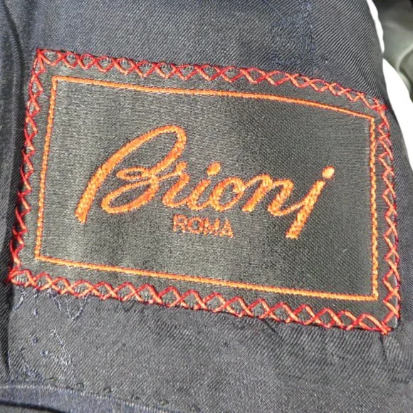 Brioni Dark Navy Suit Jacket w/ Vertical Stripes
